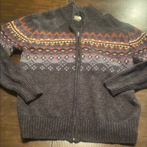 Men's Stetson Western Gray Patterned Sweater Zip up Cardigan XL